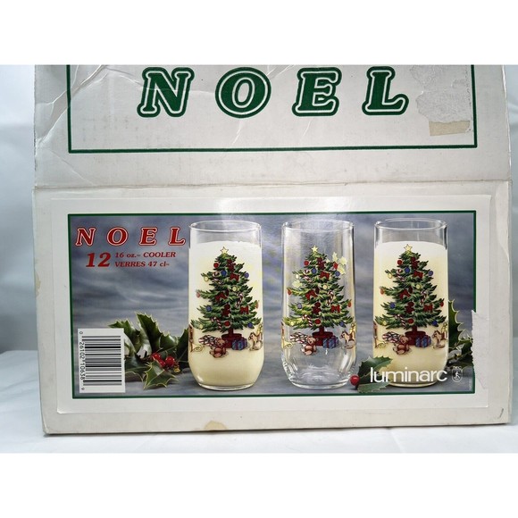 Luminarc Christmas Tree‎ Drinking Glasses VINTAGE holiday tumblers Set of 12 NOS - Picture 1 of 9